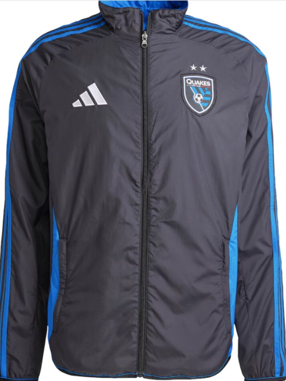 San Jose Earthquakes adidas 2025 Anthem Reversible Full-Zip Jacket - Black/Blue